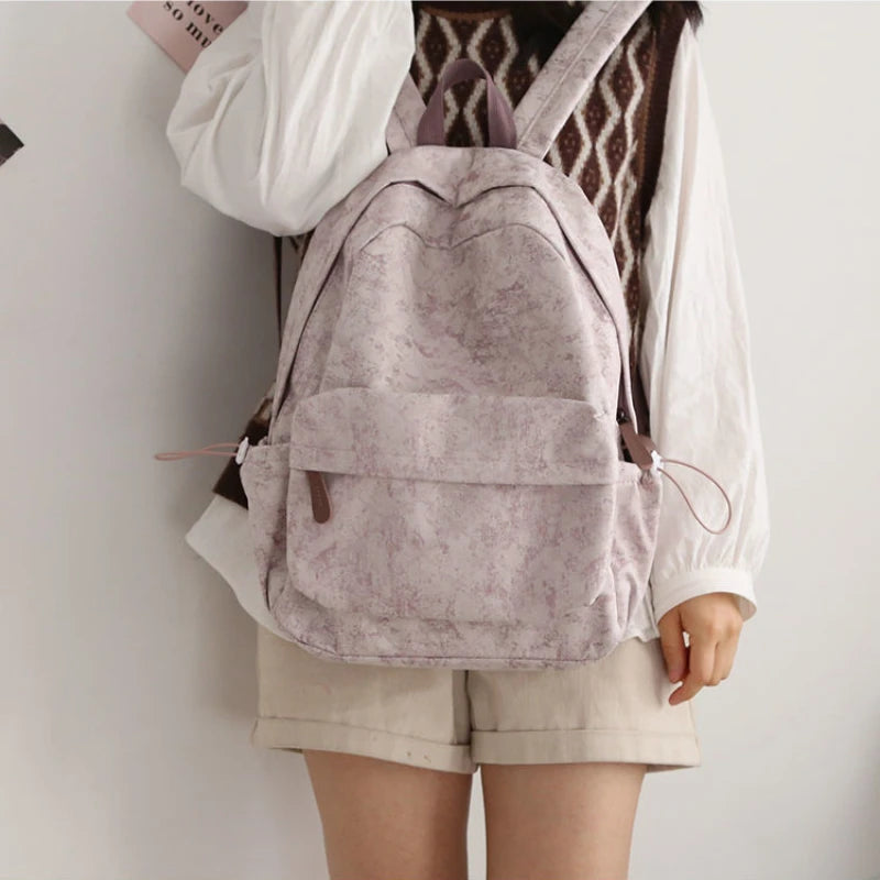 Nylon Water-proof Backpacks Women Tie-dye Sweet Candy Large Capacity Harajuku
