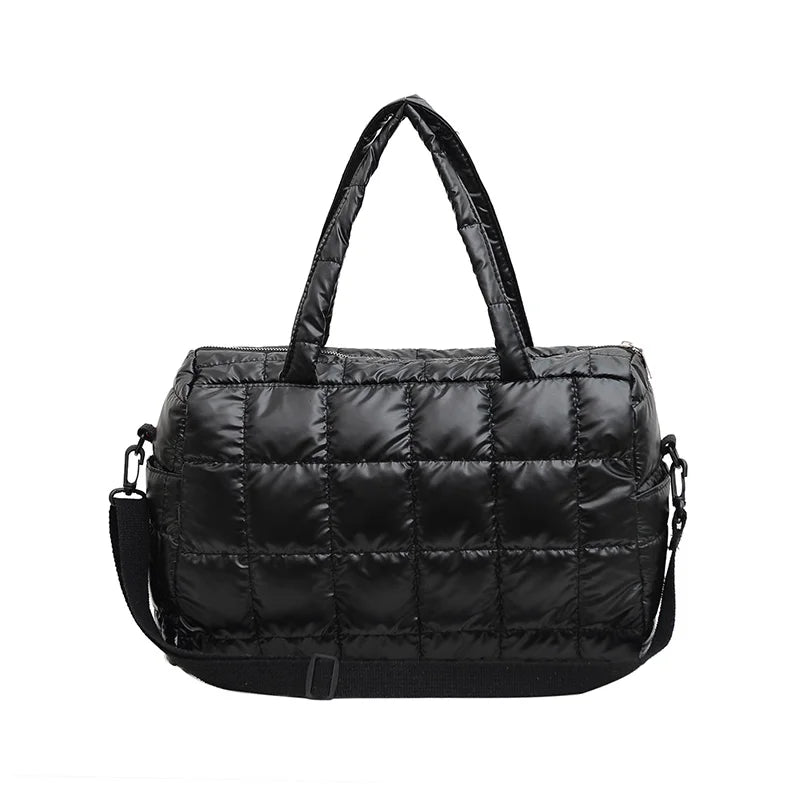 Nylon Bucket Shoulder Messenger Bag Women Winter Down Fabric