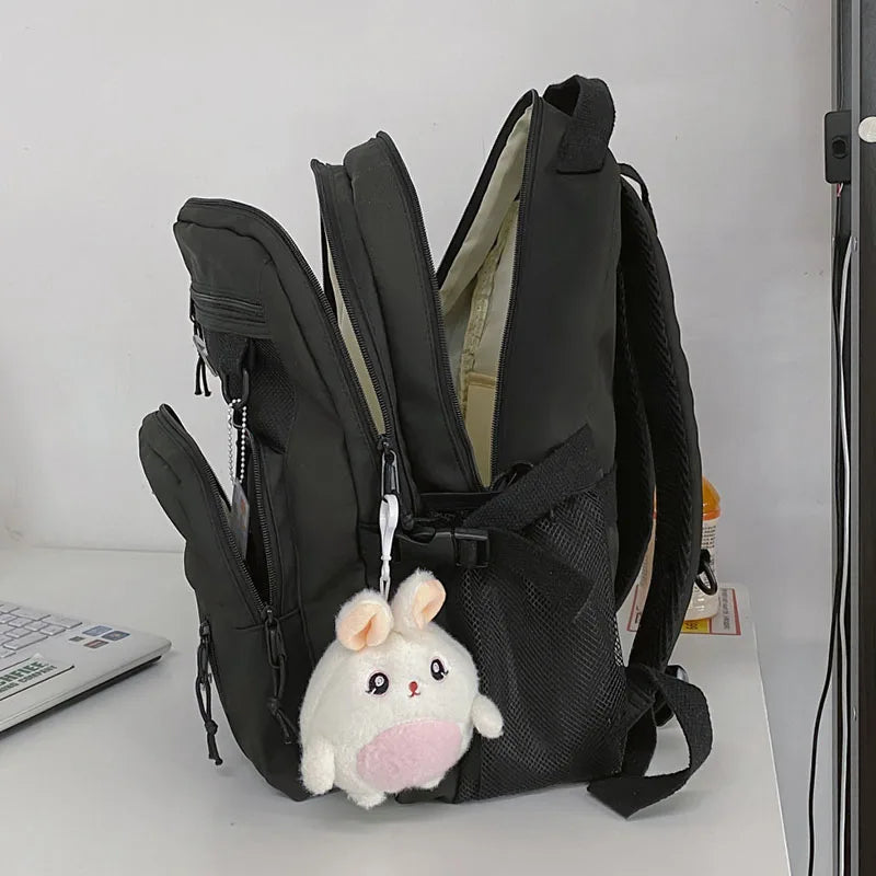 Nylon Waterproof Women Backpack College Style Pure Schoolbag For Teenage Girls