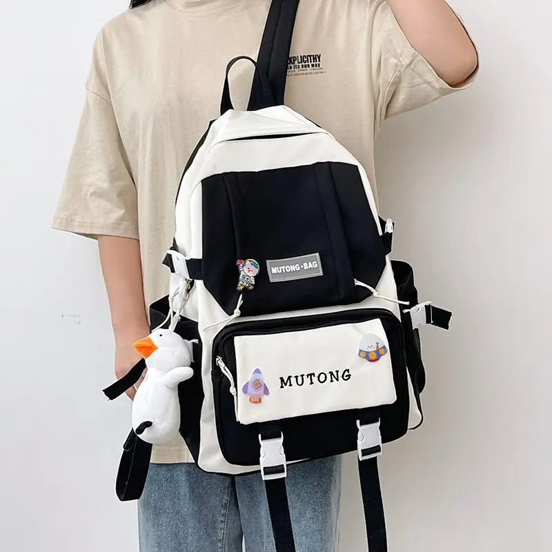 Waterproof Nylon Women School Backpack Multifunction Female Business Teenage Lap