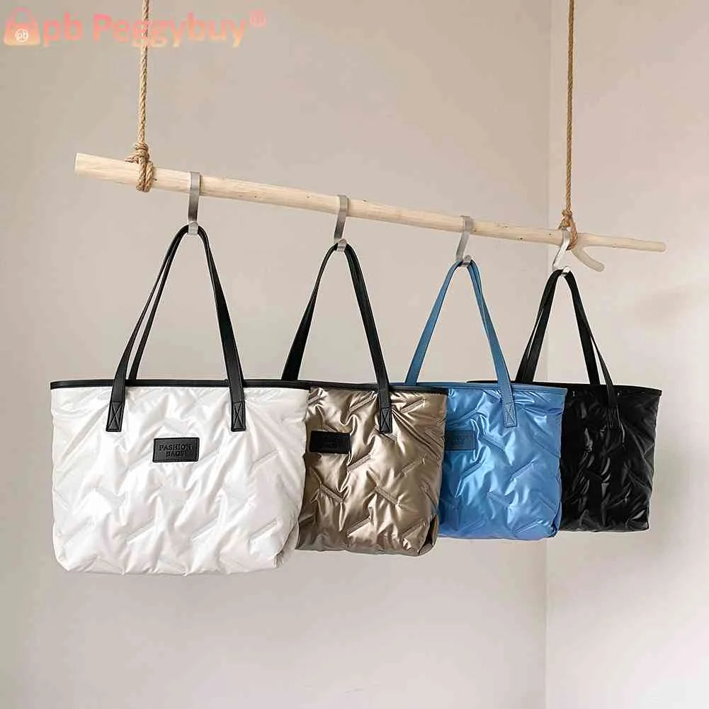 Nylon Women Shoulder Bags Large Capacity Top-handle Bags Soft Warm Zipper