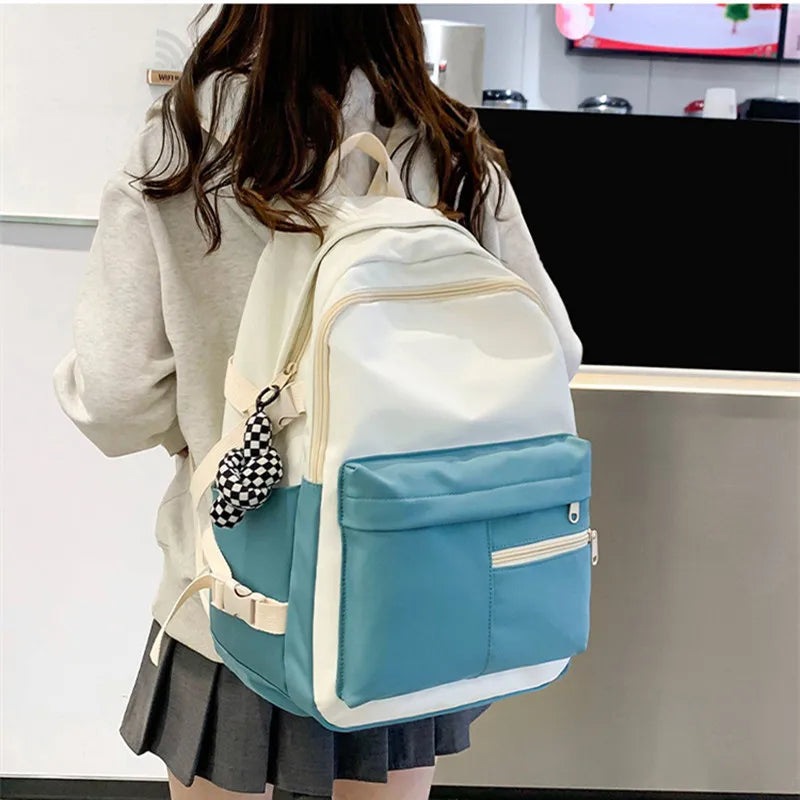 Yellow Student School Backpack for Teenage Girls