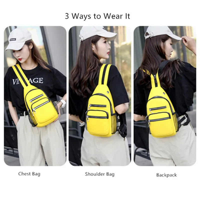 Women Mini Backpack Waterproof Nylon Small Crossbody Bag Girls Chest Bag