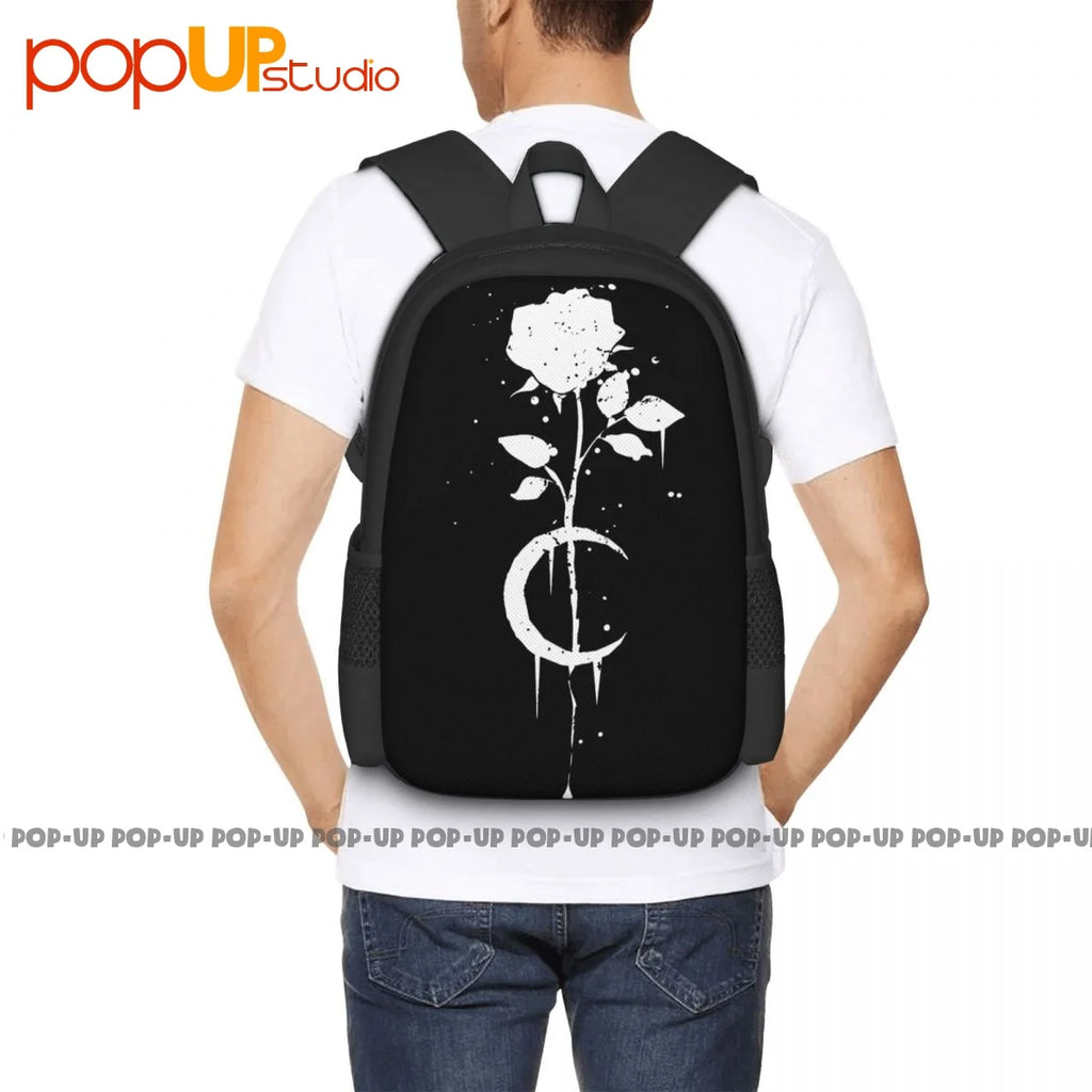 Occult Moon Rose Witchcraft Backpack with Large Capacity