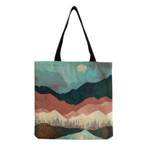 Oil Painting Mountain Forest Casual Tote Bag Handbag