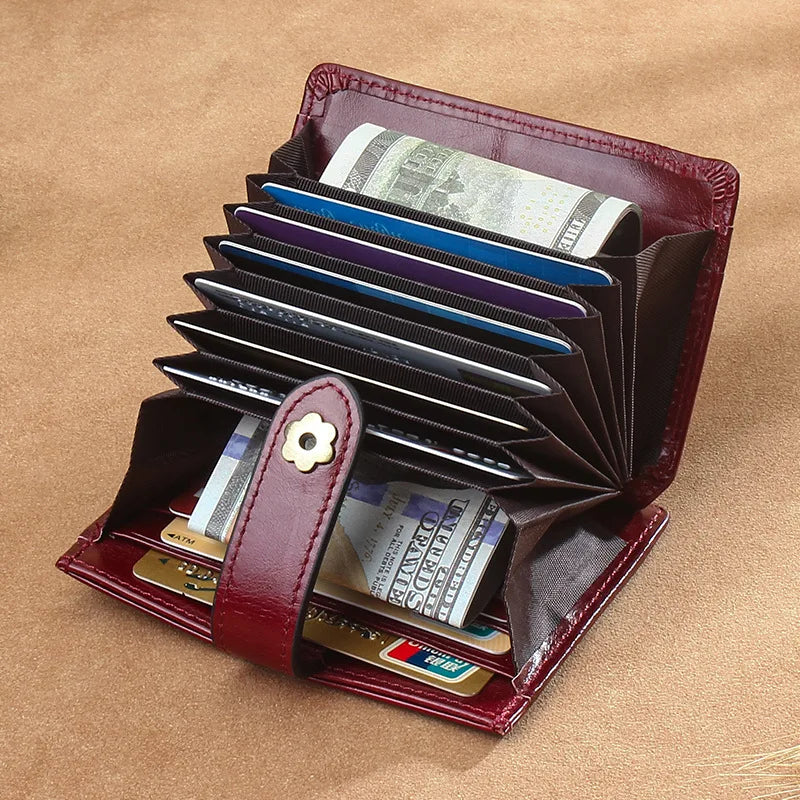 Oil Wax Leather Women Wallets PU Leather Coin Money Purse Ladies Wallet
