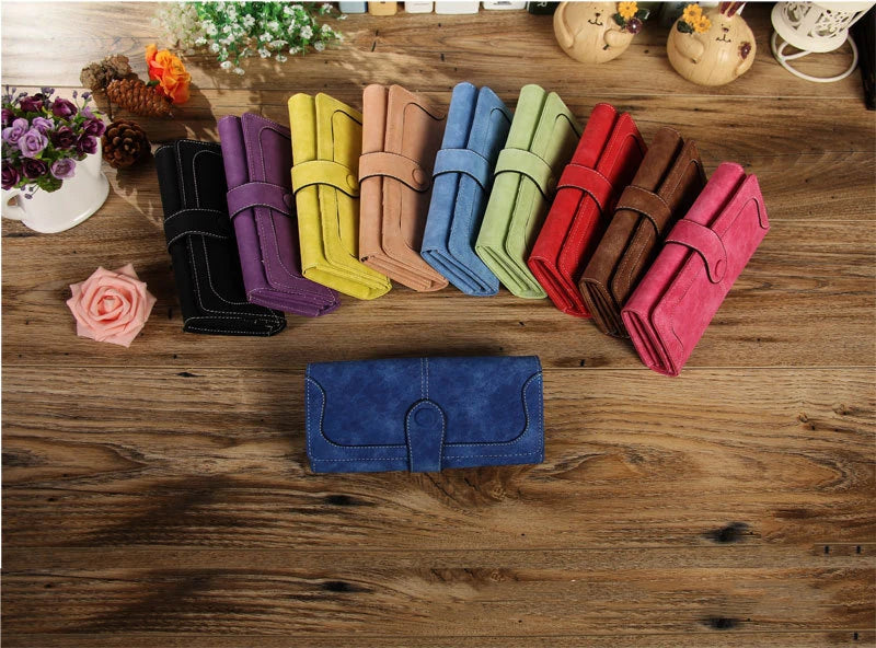 Okolive WB0005 Women Long Retro Frosted Embroidered Wallet Handbag