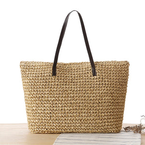 One Shoulder Straw Woven Women Tote Bag For Travel Beach