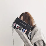 One-shoulder Wide Strap Stamp Print Box Bag