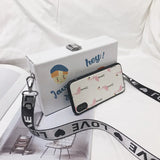 One-shoulder Wide Strap Stamp Print Box Bag