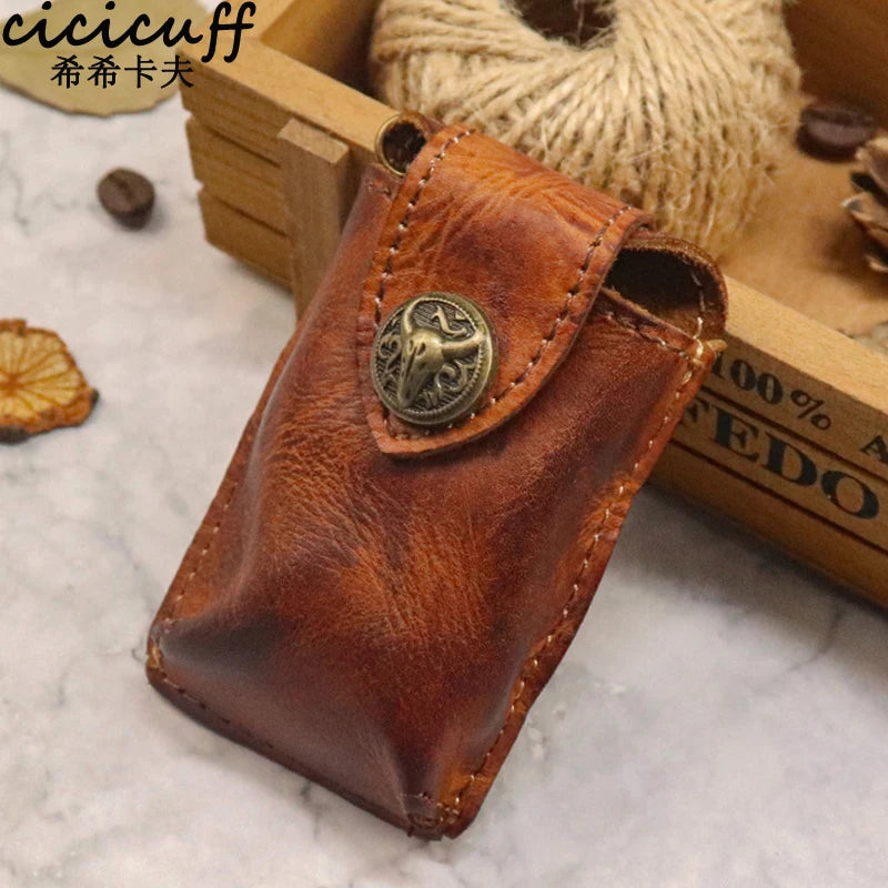 Bull Head Leather Key Case - Car Key Holder for Men and Women