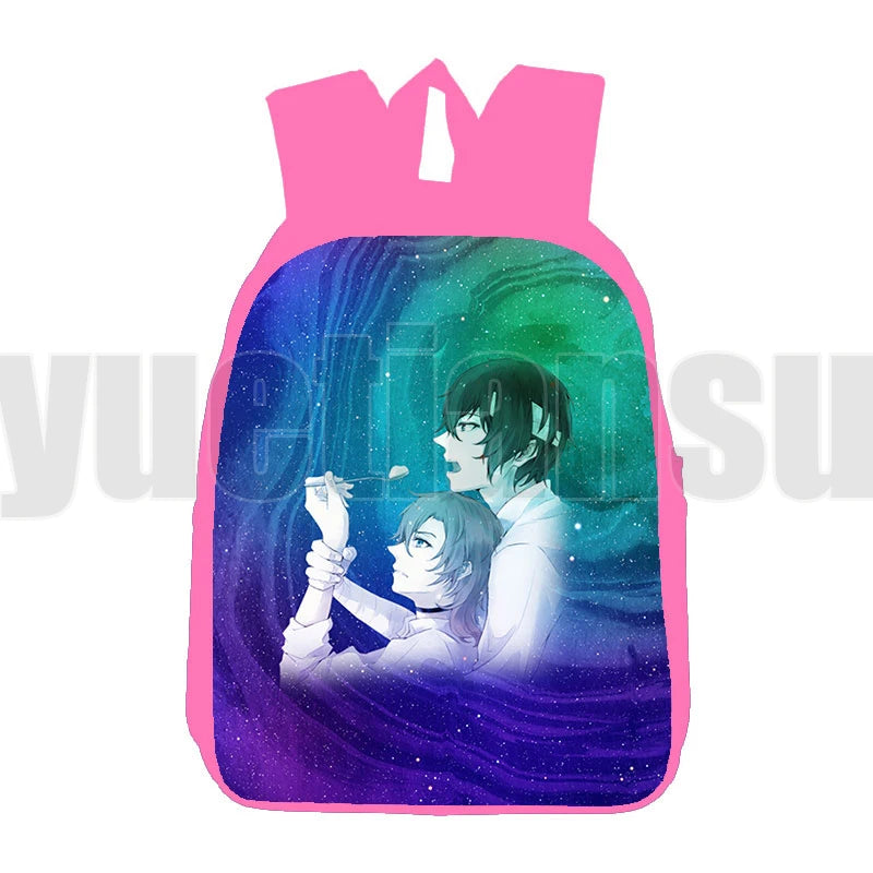 Osamu Backpack Bungou Stray Dogs 3D Pink Dazai Zipper Back Pack 12 Inch