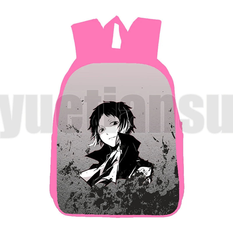 Osamu Backpack Bungou Stray Dogs 3D Pink Dazai Zipper Back Pack 12 Inch