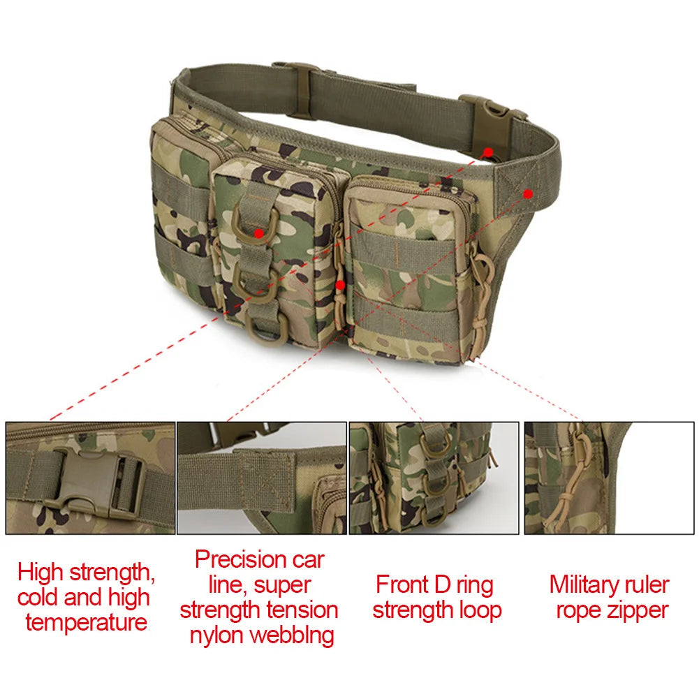 Outdoor Tactical Men Waist Pack Hiking Waist Bag Army Military Sports Bags