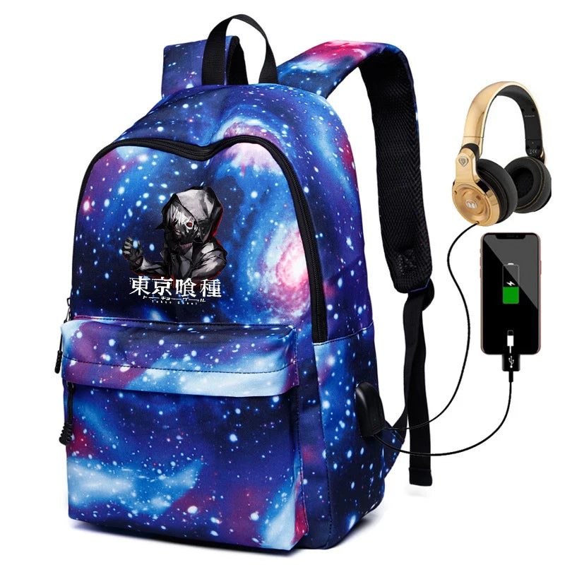 Oxford Bag Tokyo Ghoul Anime Rucksack USB Charging Travel Backpack
