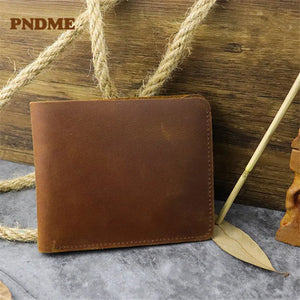 Vintage Leather Small Wallet Crazy Horse Leather Top Layer Cowhide Multi-Card