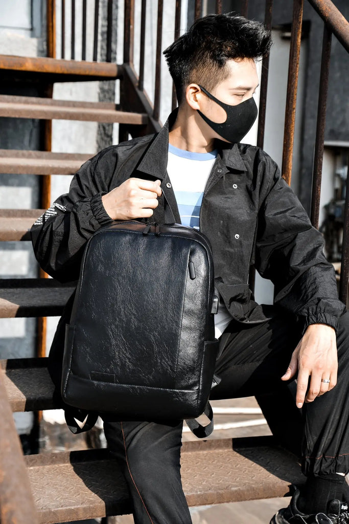 15.6 inch Laptop PU Backpack, College School Bags, 16 inch Travel Backbags