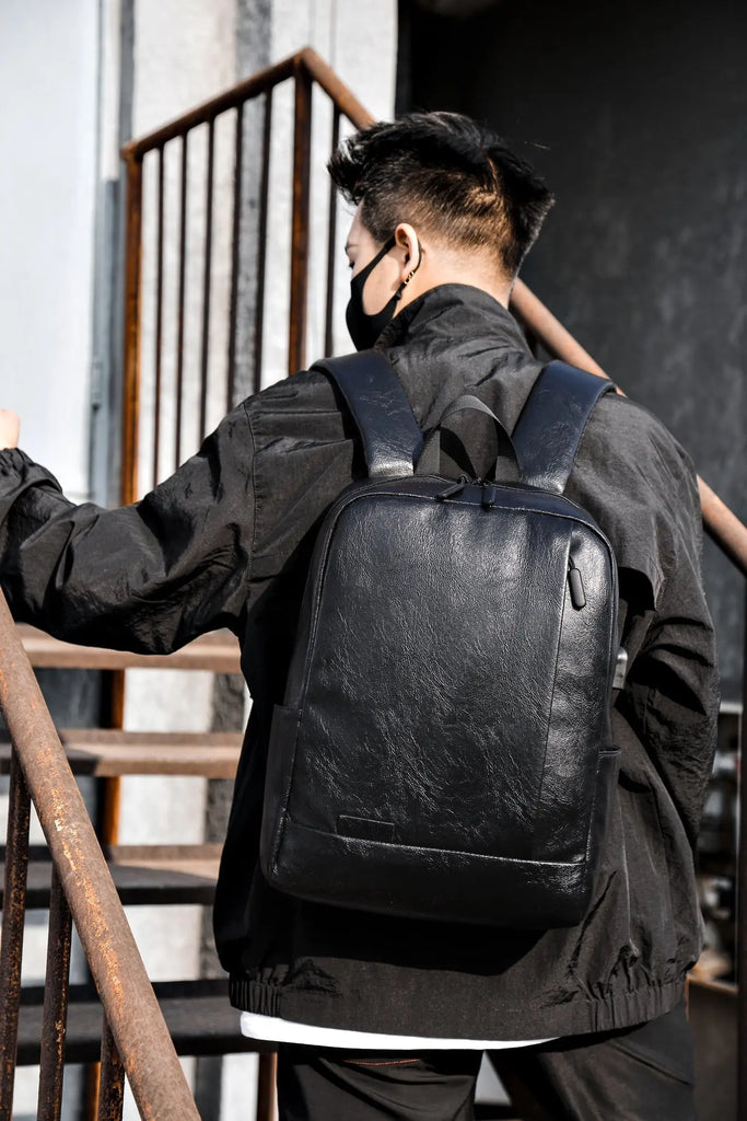 15.6 inch Laptop PU Backpack, College School Bags, 16 inch Travel Backbags