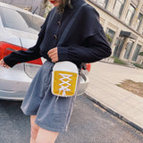 PU Canvas Shoulder Bags Women Drawstring Casual Ins Satchel Harajuku Purses