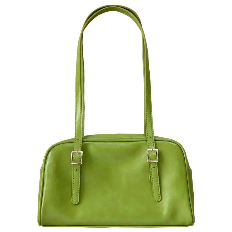 PU Green Leather Women Shoulder Bag Vintage Female Underarm Bag