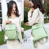 PU Female Backpacks Ladies Leather School Bags Large Capacity