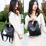 PU Female Backpacks Ladies Leather School Bags Large Capacity