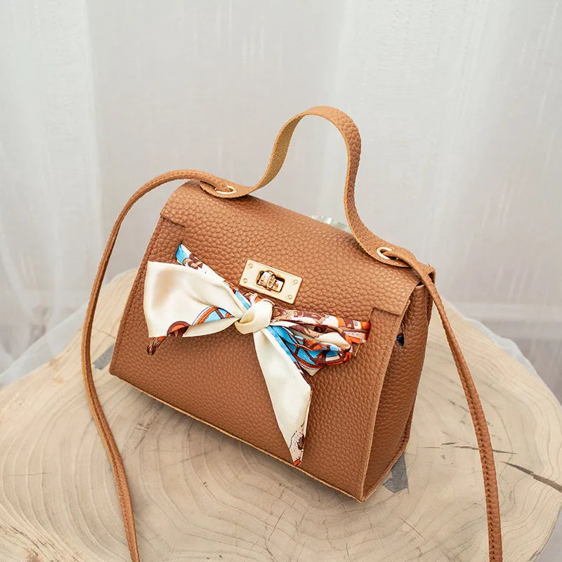 Bow-Knot Shoulder Bag PU Leather Messenger Purse Crossbody