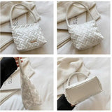 Braided Small Shoulder Bag Women's PU Leather Handbag Tote