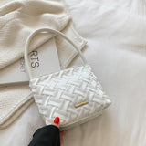 Braided Small Shoulder Bag Women's PU Leather Handbag Tote