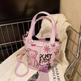 Cartoon Doodle Mini Bag for Women Girls Purses Handbags Shopper Bags