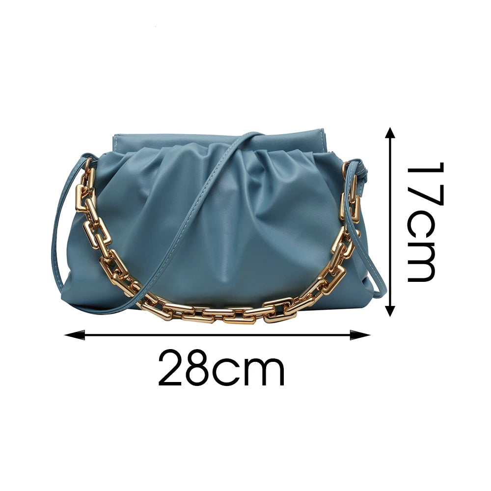 PU Leather Chain Crossbody Cloud Bag for Women Shoulder Messenger Side Bag
