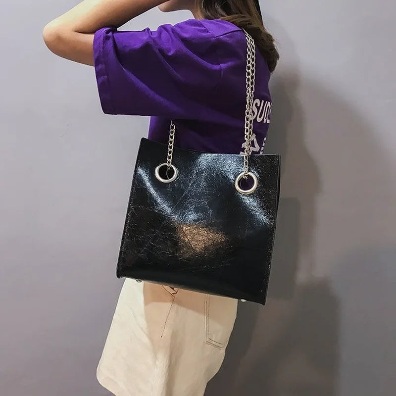 PU Leather Chain Shoulder Bags Women High Large Capacity Totes Bag