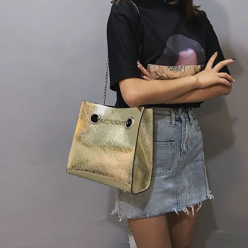 PU Leather Chain Shoulder Bags Women High Large Capacity Totes Bag