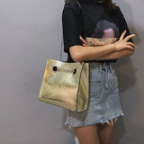 PU Leather Chain Shoulder Bags Women High Large Capacity Totes Bag