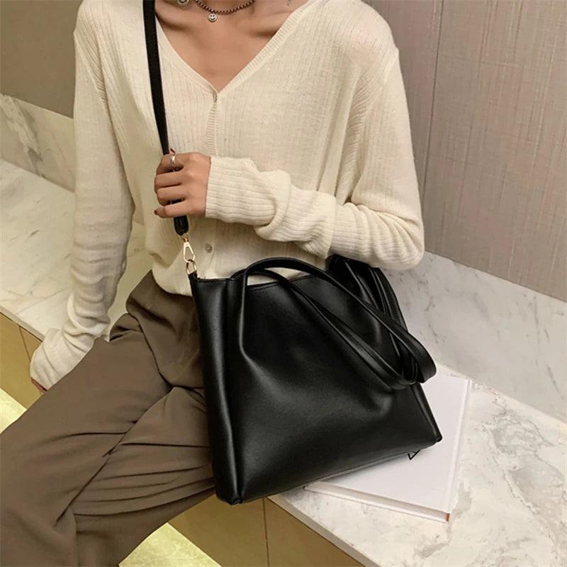 PU Leather Handbag Large Capacity Travel Handbag Female Shoulder Bag