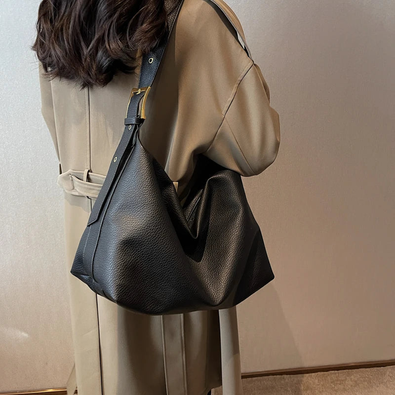 PU Leather Large Capacity Shoulder Bags Women Western Style Handbags
