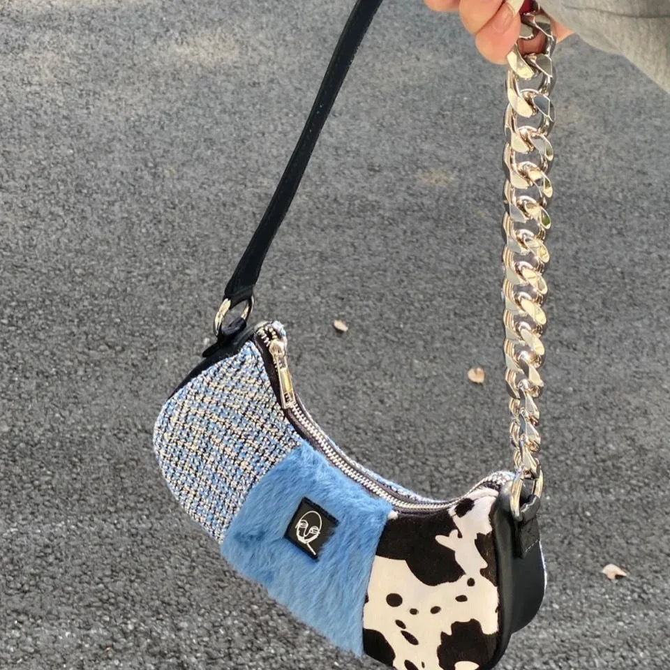 PU Leather Plush Splicing Messenger Shoulder Bags Storage Bag Women Bags