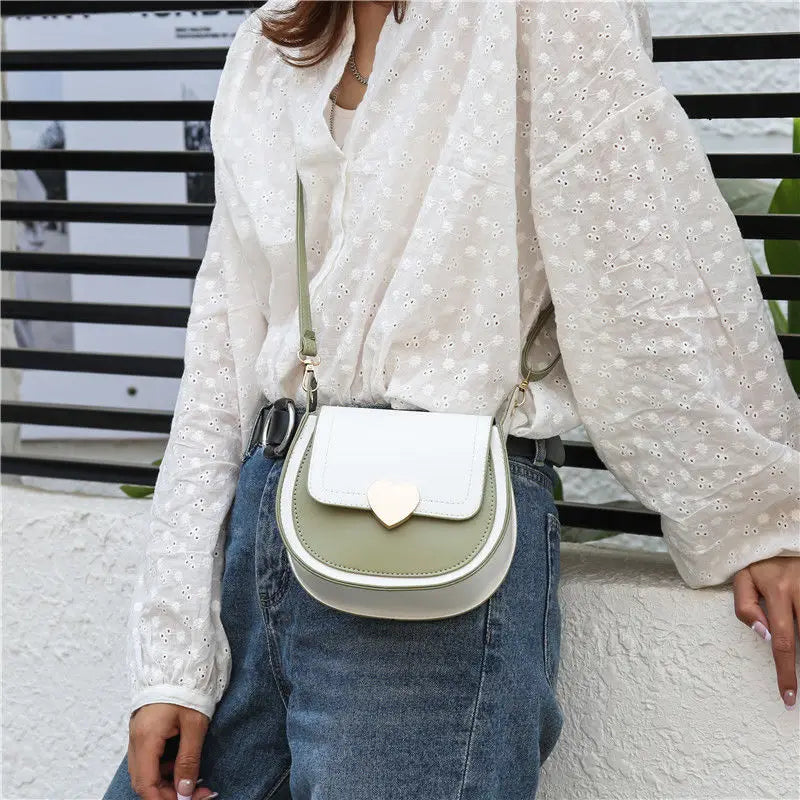 PU Leather Shoulder Bag Women Panelled Saddle Handbag Cross Body All-match Bag