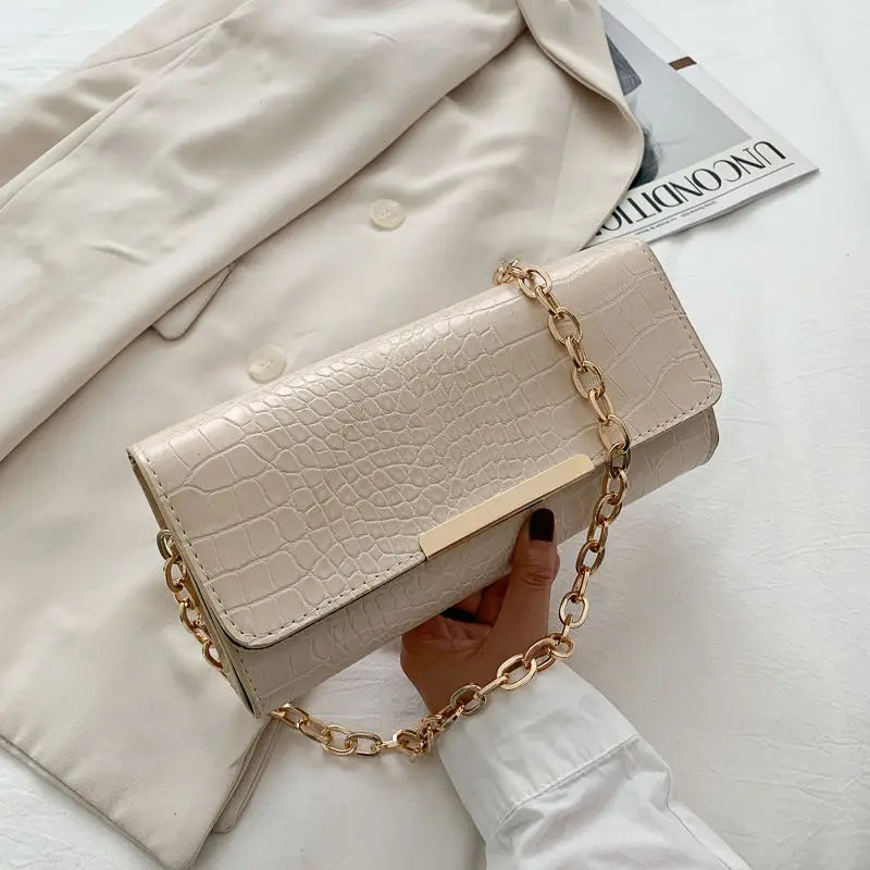 PU Leather Shoulder Bags Women Texture All-match Square Bag Style Chains Underar