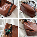 Stylish PU Leather Shoulder Bags Women Totes Large Capacity Vintage Handbags
