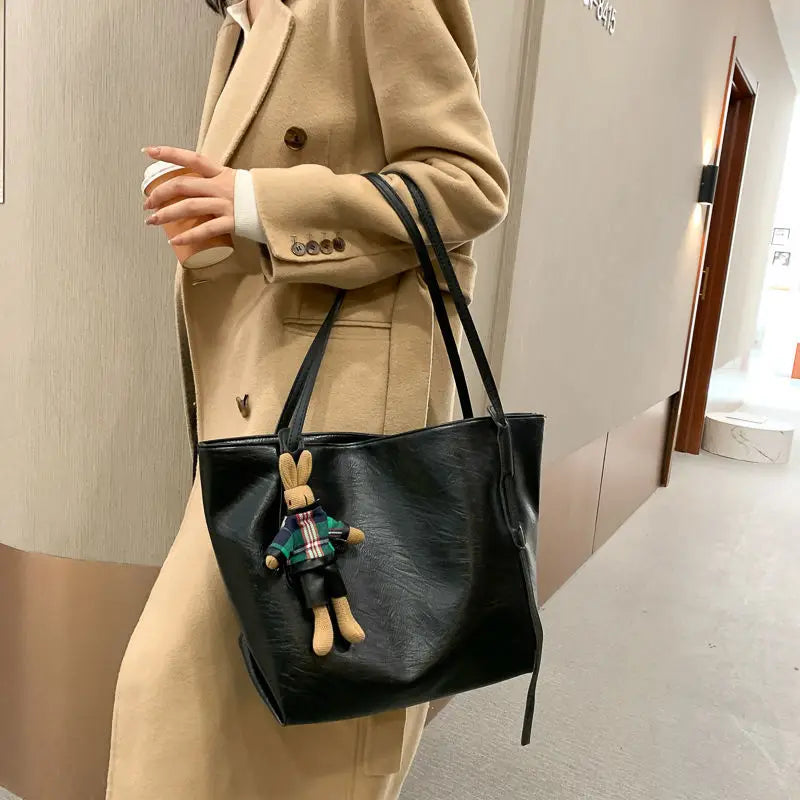 Stylish PU Leather Shoulder Bags Women Totes Large Capacity Vintage Handbags