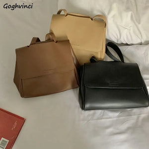 Vintage PU Leather Shoulder Bag Women Large Capacity Mori-girl Bucket