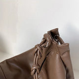 PU Leather Shoulder Bags Women Vintage Thread Totes Zipper Soft Large Capacity