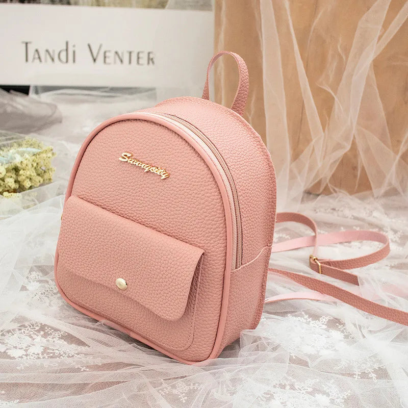 PU Leather Shoulder Mini Backpack Girls Multi-Function