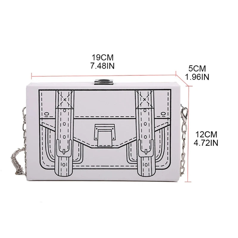 Cartoon Chain Shoulder Bag PU Leather Square Crossbody Purse