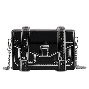 Cartoon Chain Shoulder Bag PU Leather Square Crossbody Purse