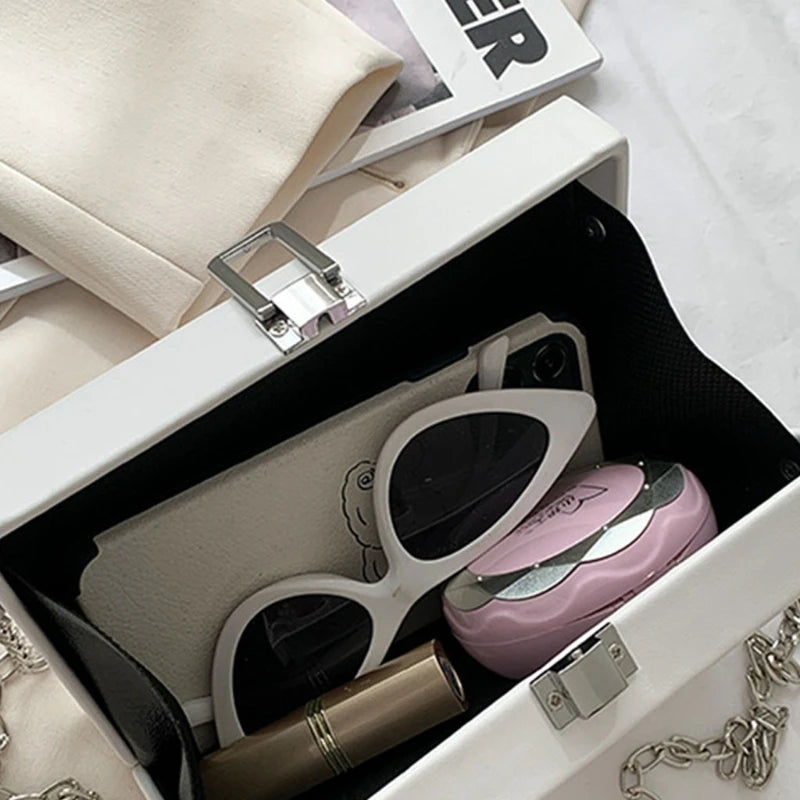 Cartoon Chain Shoulder Bag PU Leather Square Crossbody Purse