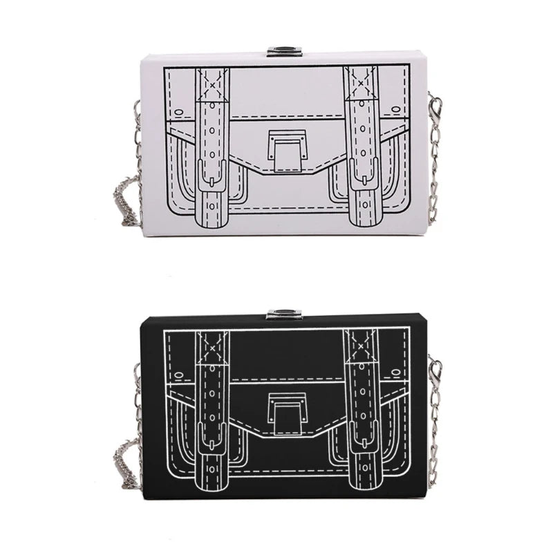 Cartoon Chain Shoulder Bag PU Leather Square Crossbody Purse