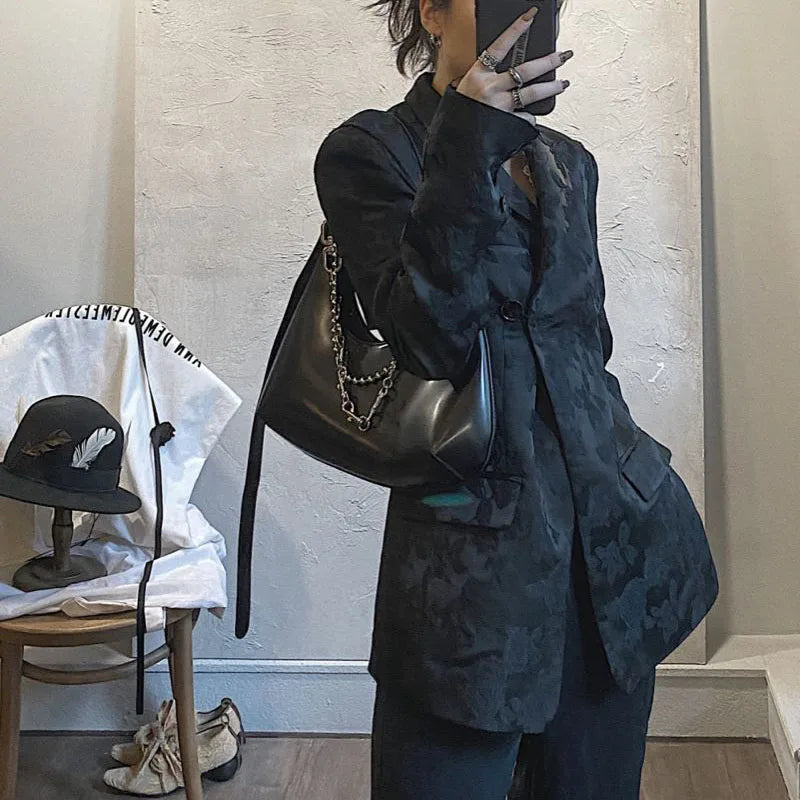 PU Leather Women Hobos Underarm Bag Retro Solid Ladies Tote Purse Handbags