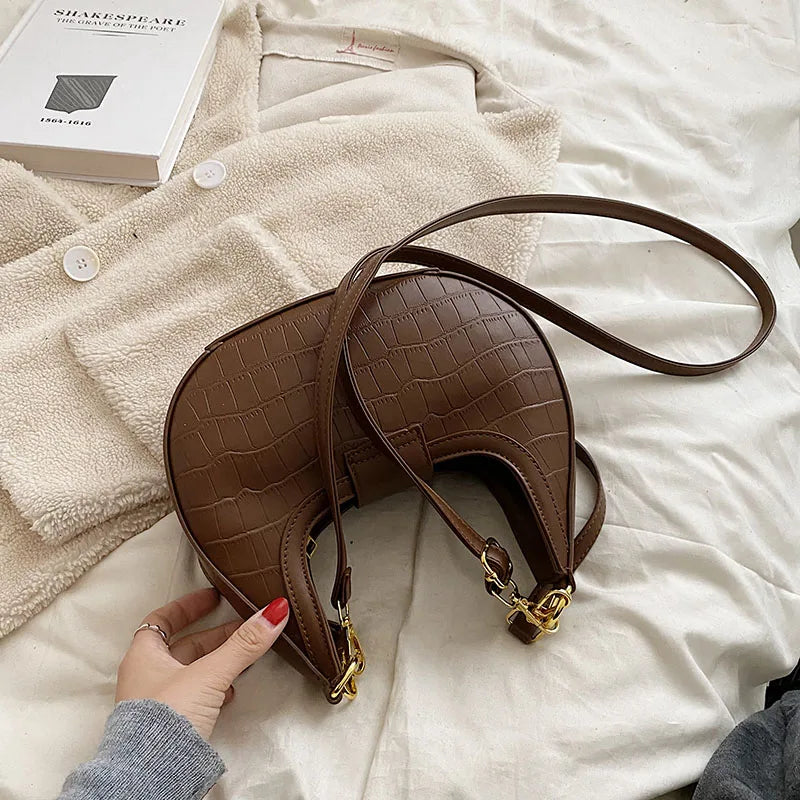Vintage PU Leather Women Handbag Purses Double Zipper Hobo Shoulder Bag